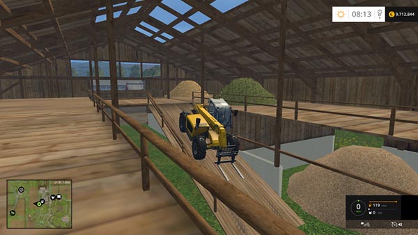 Shed with hay blower