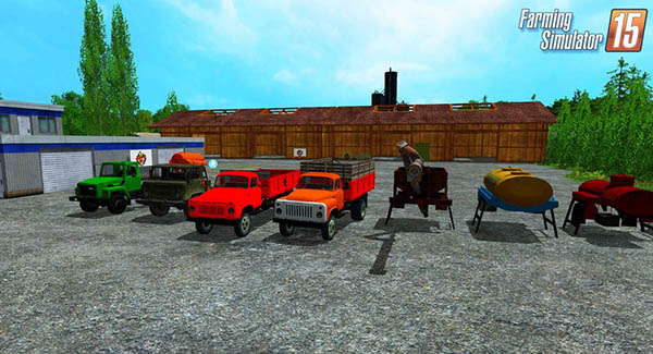 Gaz 53 Pack Trucks + Trailer Multicolor v 4.01